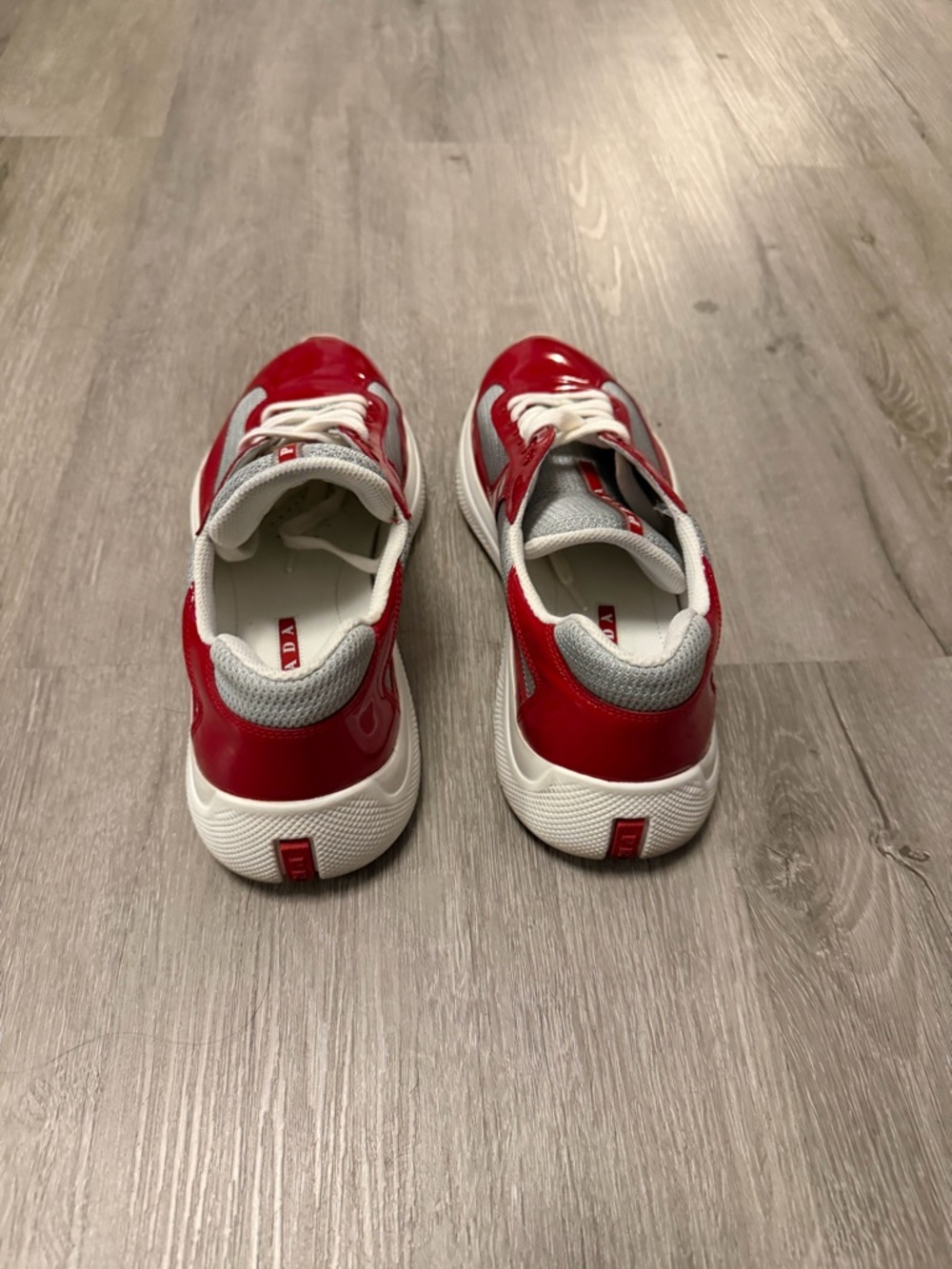 Prada Men’s Patent Leather and Technical Fabric America's Cup Sneakers Sz 7 - Picture 3 of 10